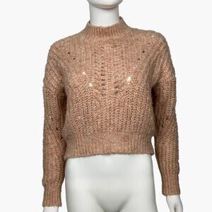 TOPSHOP Women's Textured Chunky Pointelle Pullover Sweater (Pink | Size XS)